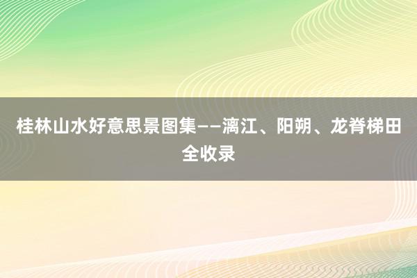 桂林山水好意思景图集——漓江、阳朔、龙脊梯田全收录